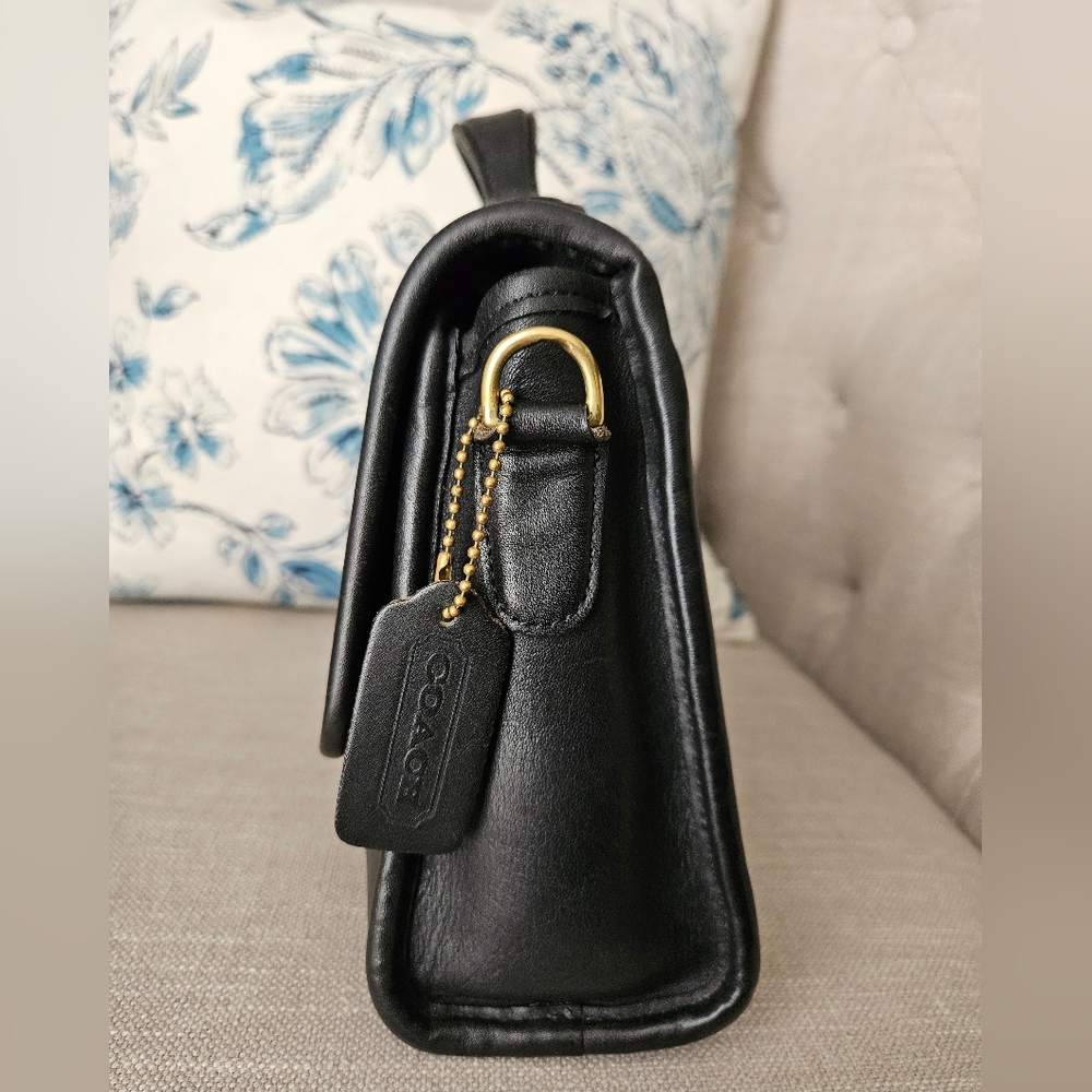 Vintage Coach Court Handbag Crossbody Black Leather - Picture 7 of 16